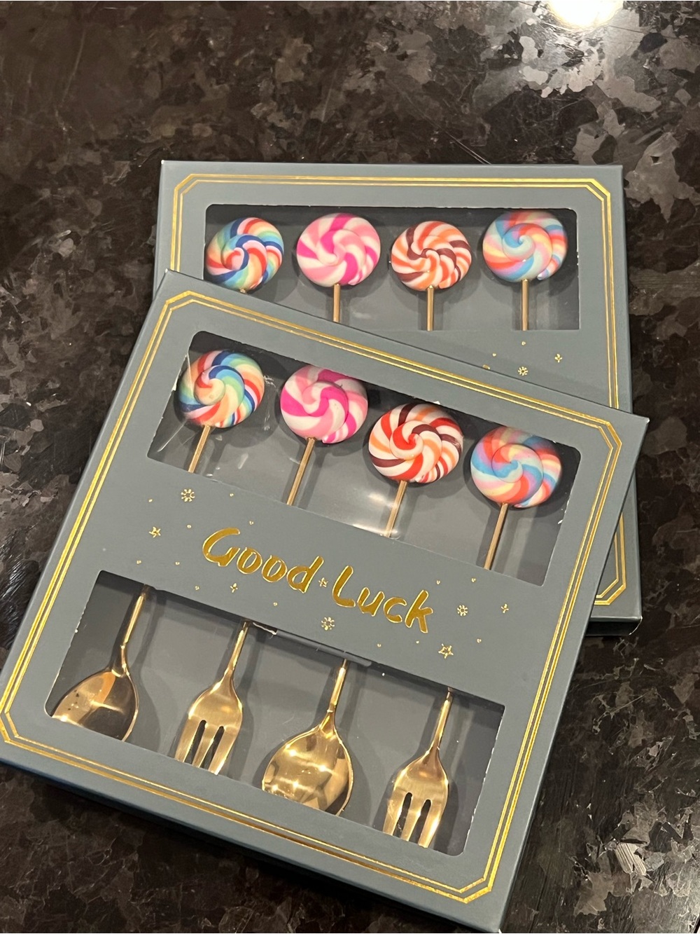 Multicolor Candy Swirl Dessert Spoon Set of four